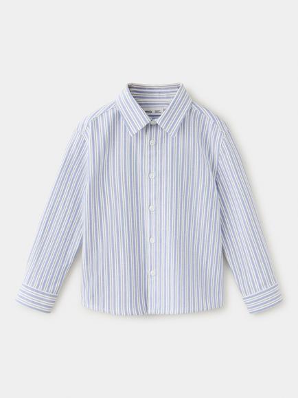 Mango Kids' Cotton Stripe Shirt, Blue, Blue