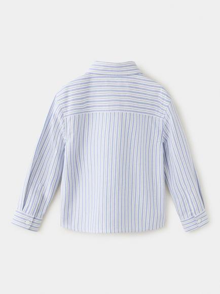 Mango Kids' Cotton Stripe Shirt, Blue - view 2, Blue