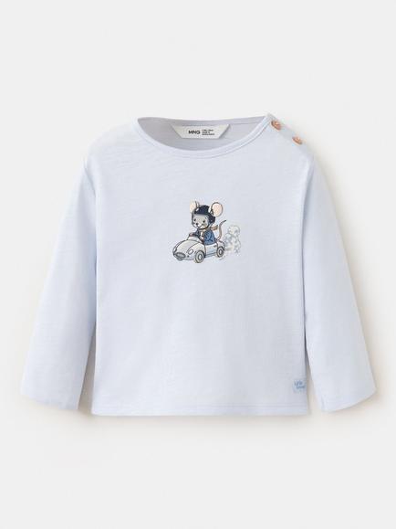 Mango Baby Printed Long Sleeve T-Shirt, Blue, Blue