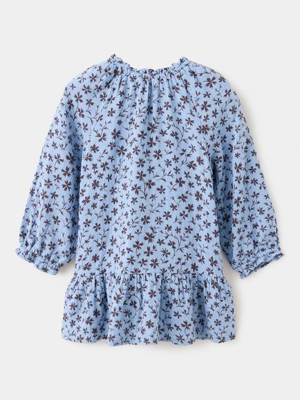 Mango Kids' Floral Print Tunic Dress, Blue - view 2, Blue