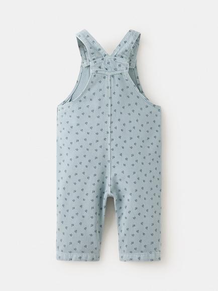 Mango Baby Floral Dungarees, Blue - view 2, Blue