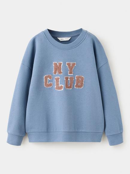 Mango Kids' Crew Neck Oversized Sweatshirt, Blue, Blue
