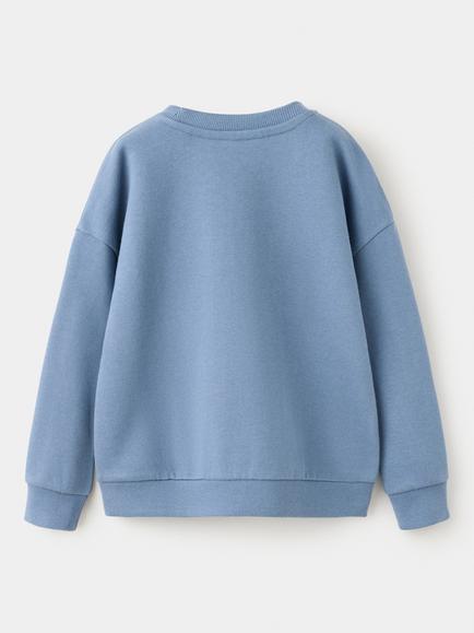Mango Kids' Crew Neck Oversized Sweatshirt, Blue - view 2, Blue