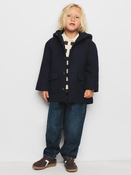 Mango Kids' Heritage Hooded Tailored Coat, Navy - view 2, Navy