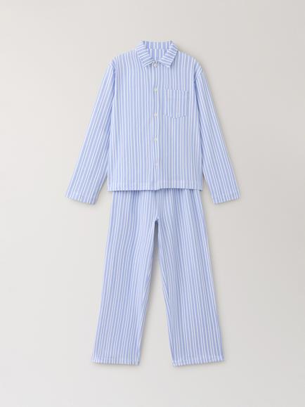 Mango Kids' Striped Pyjama Set, Sky Blue, Sky Blue