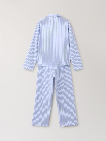 Mango Kids' Striped Pyjama Set, Sky Blue - view 2, Sky Blue