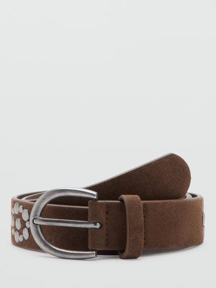 Mango Kids' Cinturon Studded Belt, Brown, Brown