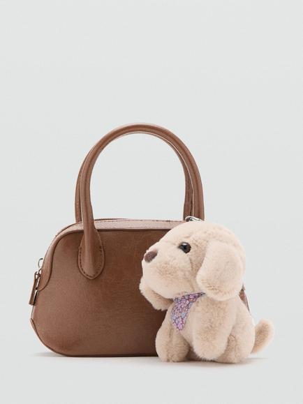 Mango Kids' Emilie Puppy Charm Crossbody Bag, Brown, Brown