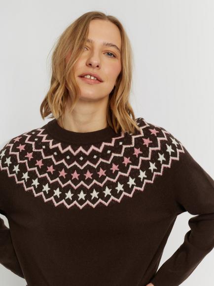 Chinti & Parker Wool-Cashmere Fair Isle Jumper, Chocolate, Chocolate