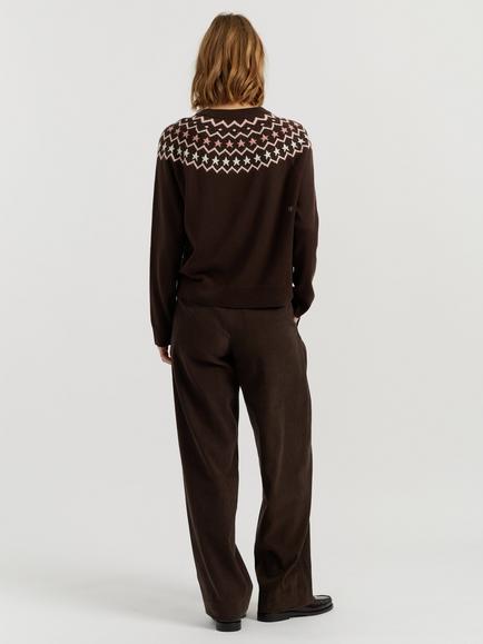 Chinti & Parker Wool-Cashmere Fair Isle Jumper, Chocolate - view 2, Chocolate