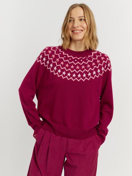Chinti & Parker Wool-Cashmere Fair Isle Jumper, Cherry, Cherry