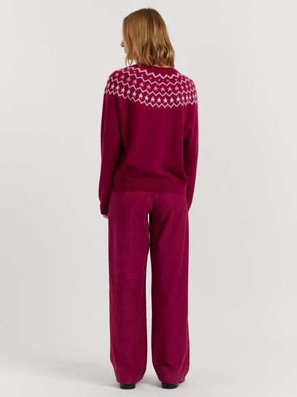 Chinti & Parker Wool-Cashmere Fair Isle Jumper, Cherry - view 2, Cherry