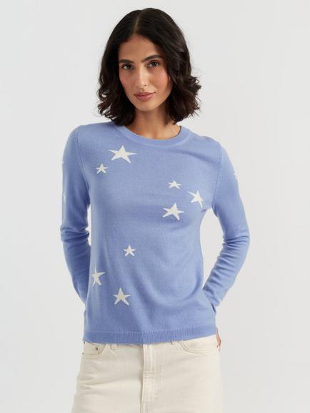 Chinti & Parker Wool Rich with Cashmere Star Sweater, Baby Blue, Baby Blue