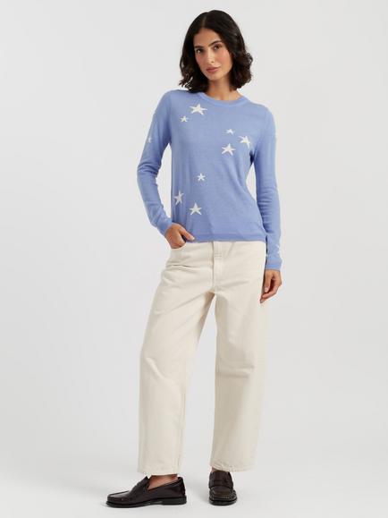 Chinti & Parker Wool Rich with Cashmere Star Sweater, Baby Blue - view 2, Baby Blue
