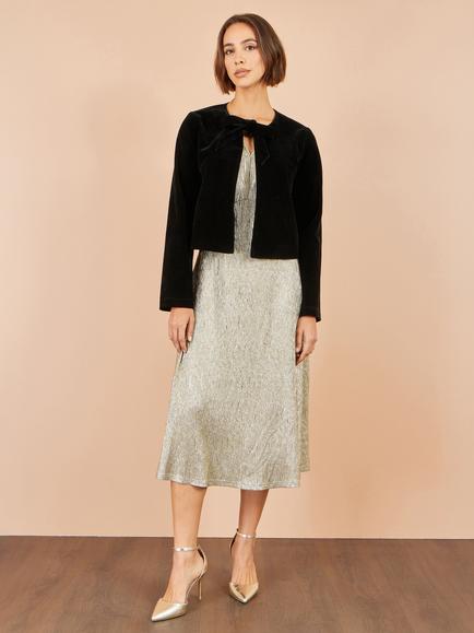 Yumi Velvet Bow Jacket, Black - view 2, Black