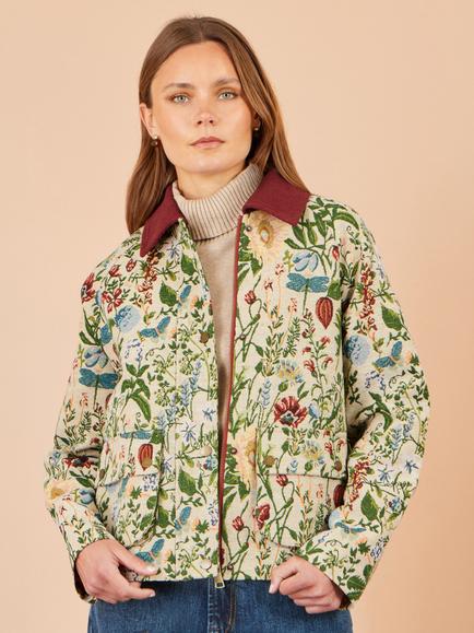 Yumi Botanical Bomber Jacket, Ivory, Ivory