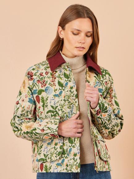 Yumi Botanical Bomber Jacket, Ivory - view 2, Ivory