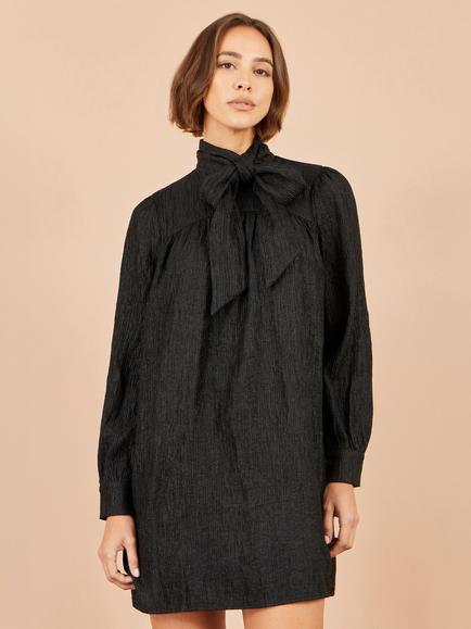 Yumi Scarf Neck Tunic Dress, Black, Black