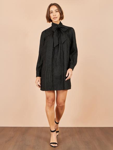 Yumi Scarf Neck Tunic Dress, Black - view 2, Black
