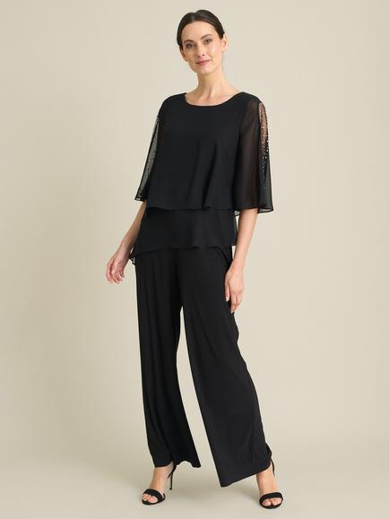 Gina Bacconi Monnie Jersey Jumpsuit with Chiffon Bodice, Black, Black