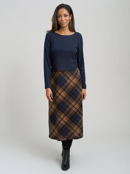 Gina Bacconi Janis Check Midi Dress, Navy, Navy