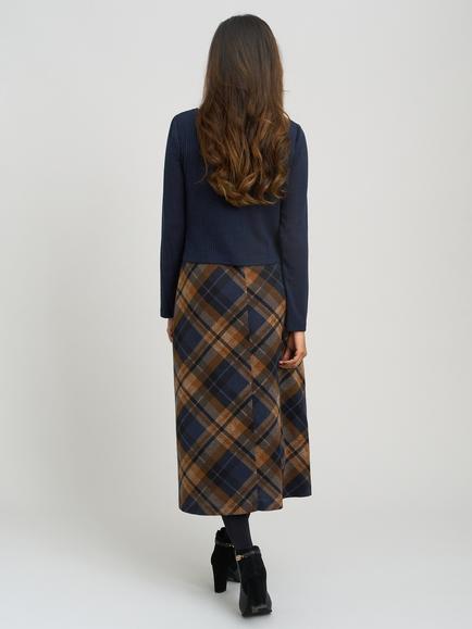 Gina Bacconi Janis Check Midi Dress, Navy - view 2, Navy