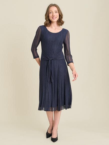 Gina Bacconi Jazmine Tie-Waist Dress, Navy, Navy
