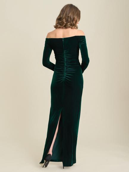 Gina Bacconi Sarah-Jane Velvet Off The Shoulder Maxi Dress, Green - view 2, Green