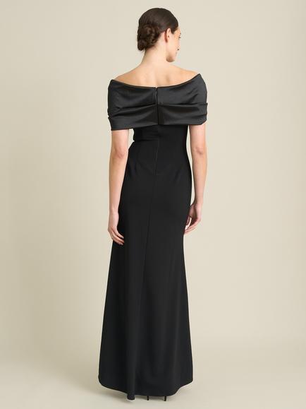 Gina Bacconi Robin Off Shoulder Draped Maxi Dress, Black - view 2, Black