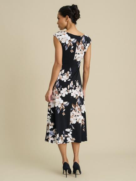 Gina Bacconi Salome Floral Midi Dress, Black/Multi - view 2, Black/Multi