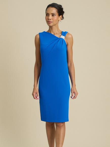 Gina Bacconi Silvie Asymmetric Shoulder Dress, Blue, Blue