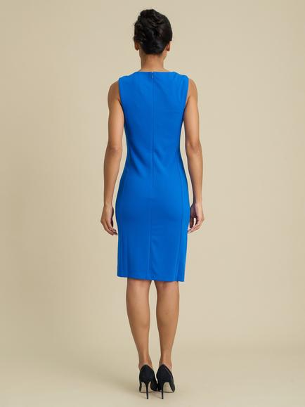 Gina Bacconi Silvie Asymmetric Shoulder Dress, Blue - view 2, Blue