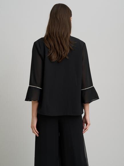 Gina Bacconi Jessa Sheer Sleeve Jacket, Black - view 2, Black