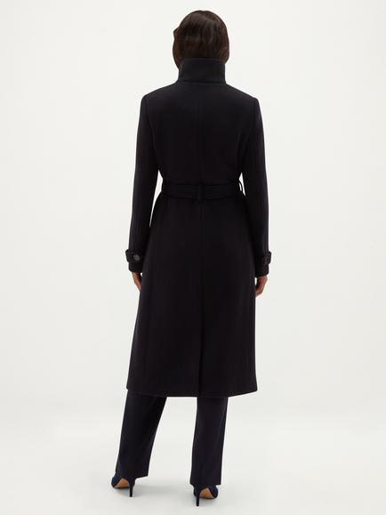 Hobbs Roisin Wool Rich Funnel Neck Coat with Cashmere, Navy - view 2, Navy