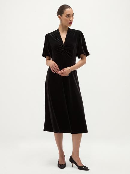 Hobbs Eleanora Ruching Puff Sleeve Dress, Black, Black