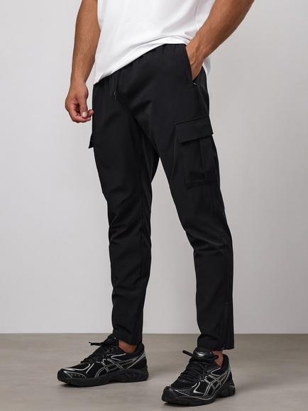 Gym King Regular Tapered Cargo Trousers, Black, Black