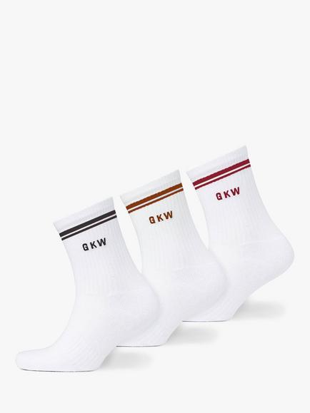 Gym King Cotton Rich Tipping Crew Socks, Pack of 3, White/Black/Chestnut, White/Black/Chestnut