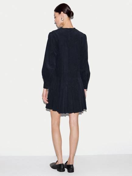 Jigsaw Baby Corduroy Pleated Mini Dress, Navy - view 2, Navy
