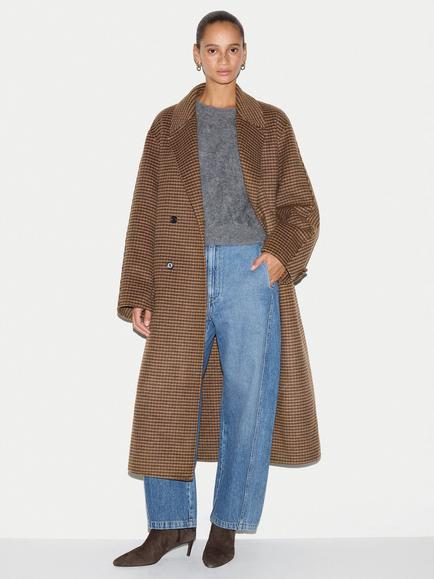 Jigsaw Wool Rich Double Faced Check Coat, Brown, Brown