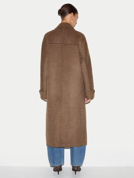 Jigsaw Wool Rich Double Faced Check Coat, Brown - view 2, Brown