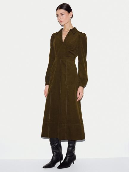 Jigsaw Baby Corduroy Midi Dress, Olive