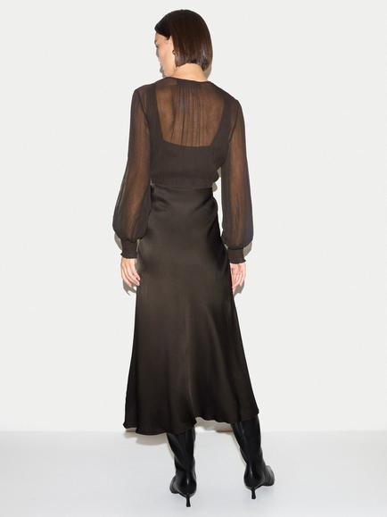 Jigsaw Long Sleeve Bias Dress, Brown - view 2, Brown