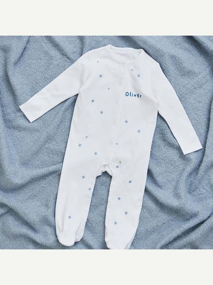 My 1st Years Personalised Star Jersey Sleepsuit, Multi, Multi