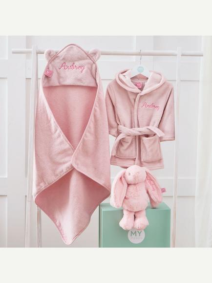 My 1st Years Personalised Splash, Snuggle and Cuddle Gift Set, Pink, Pink
