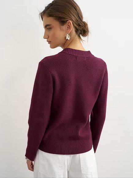 Topshop Scoop Neck Cardigan, Mulberry - view 2, Mulberry