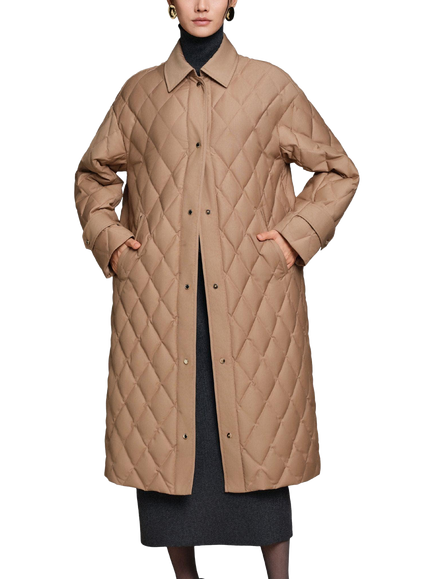 Bosideng Full Length Goose Down Quilted Jacket, Olive Tan, Olive Tan