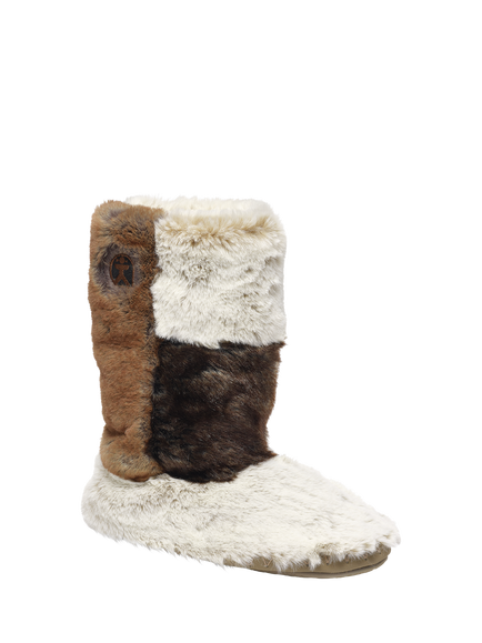 Bedroom Athletics Florence Tall Luxury Faux Fur Slipper Boots - view 2, Patchwork Naturals