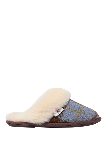 Bedroom Athletics Kate Harris Tweed® Mule Slippers, Chocolate/Green