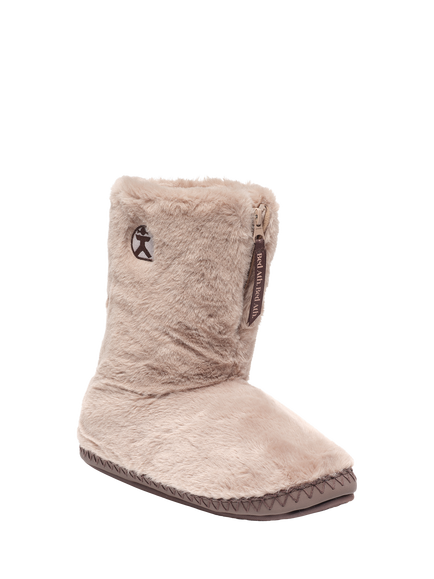 Bedroom Athletics Monroe Faux Fur Slipper Boots - view 2, Taupe/Deep Taupe