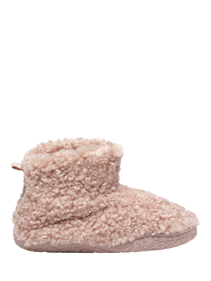 Bedroom Athletics Lauren Luxury Borg Fleece Short Slipper Boots, Dusky Pink